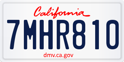 CA license plate 7MHR810