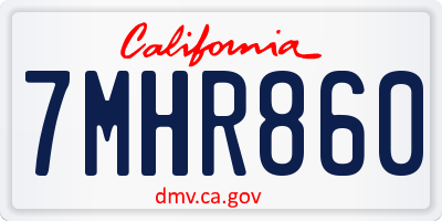 CA license plate 7MHR860