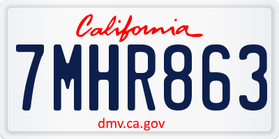 CA license plate 7MHR863