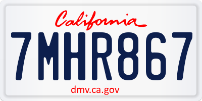 CA license plate 7MHR867