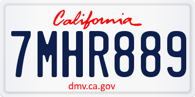 CA license plate 7MHR889