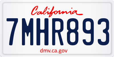 CA license plate 7MHR893