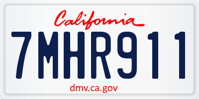 CA license plate 7MHR911