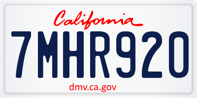 CA license plate 7MHR920