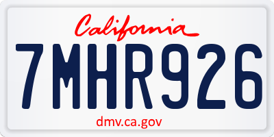 CA license plate 7MHR926