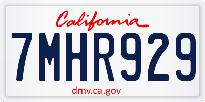 CA license plate 7MHR929