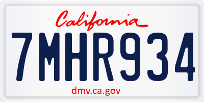 CA license plate 7MHR934