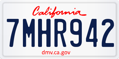 CA license plate 7MHR942