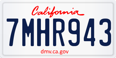 CA license plate 7MHR943