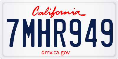 CA license plate 7MHR949