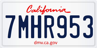 CA license plate 7MHR953