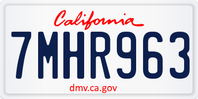 CA license plate 7MHR963