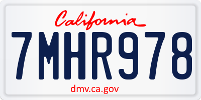 CA license plate 7MHR978