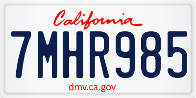 CA license plate 7MHR985