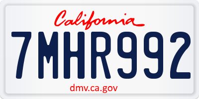 CA license plate 7MHR992