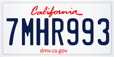 CA license plate 7MHR993