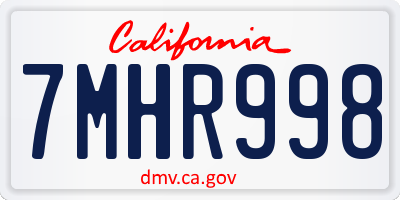 CA license plate 7MHR998