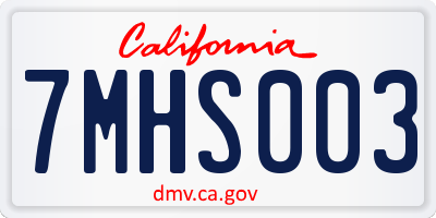 CA license plate 7MHS003