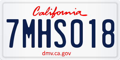 CA license plate 7MHS018