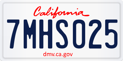CA license plate 7MHS025
