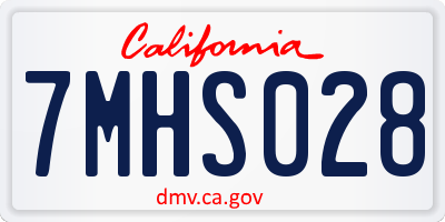 CA license plate 7MHS028