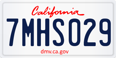 CA license plate 7MHS029