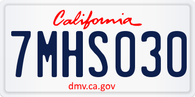 CA license plate 7MHS030