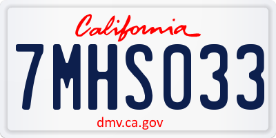CA license plate 7MHS033