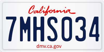 CA license plate 7MHS034