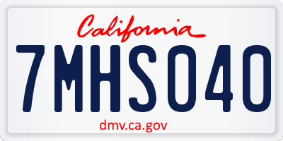 CA license plate 7MHS040