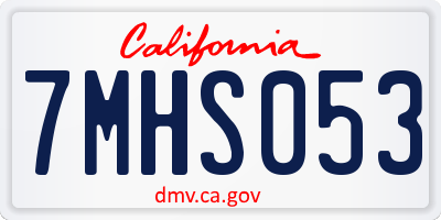CA license plate 7MHS053