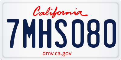 CA license plate 7MHS080