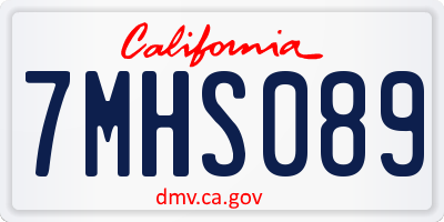 CA license plate 7MHS089