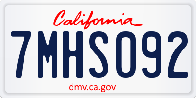 CA license plate 7MHS092