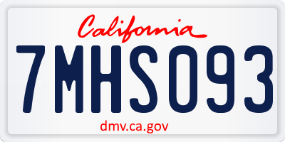 CA license plate 7MHS093
