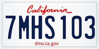 CA license plate 7MHS103