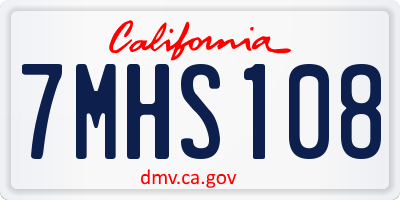 CA license plate 7MHS108