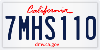 CA license plate 7MHS110