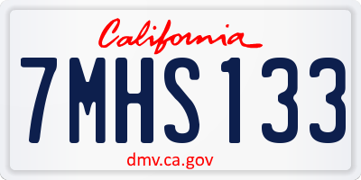 CA license plate 7MHS133