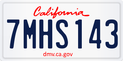 CA license plate 7MHS143