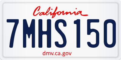 CA license plate 7MHS150