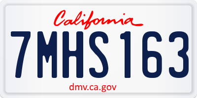 CA license plate 7MHS163