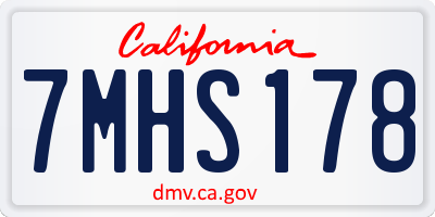 CA license plate 7MHS178