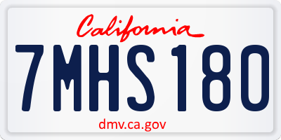 CA license plate 7MHS180
