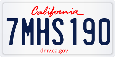CA license plate 7MHS190