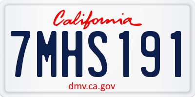 CA license plate 7MHS191