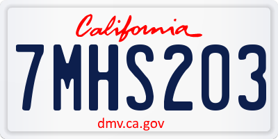 CA license plate 7MHS203
