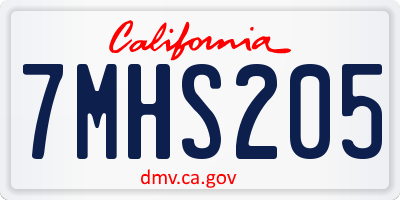 CA license plate 7MHS205