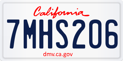 CA license plate 7MHS206