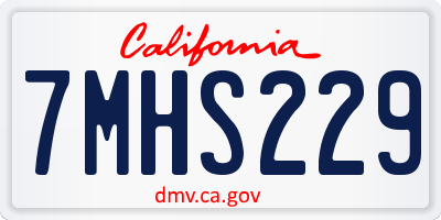CA license plate 7MHS229